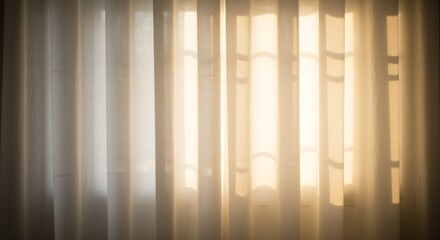 Obraz premium 柔らかな朝陽が透ける シアーカーテン 静かな光 美しい窓辺. AI Generated