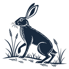 silhouette rabbit on white background