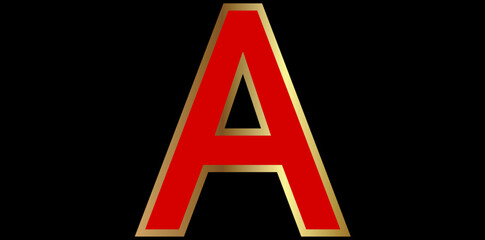 Stunning Alphabet A Isolated On Black Background, Alphabet A Font Text Design Vector Illustration.	