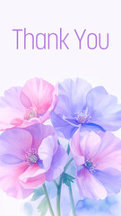 Thank You Floral Watercolor Purple Pink Blue Bottom Vertical Text 