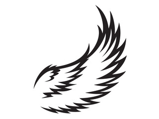 Black and White Wing Design Symbol Art Feather Silhouette