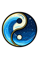 Cosmic Ocean Yin Yang Sticker &ndash; Celestial Water Balance Symbol Art