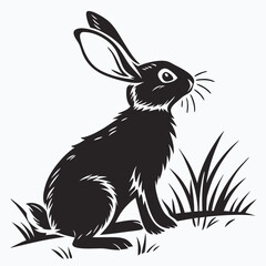 silhouette rabbit on white background