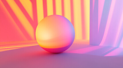 A glowing 3D futuristic sphere with gradient color