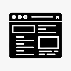 Black and white web page icon with code brackets representing programming or web development
