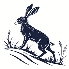 silhouette rabbit on white background