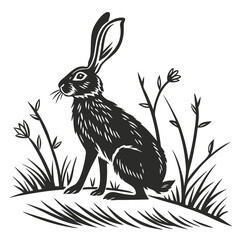 silhouette rabbit on white background
