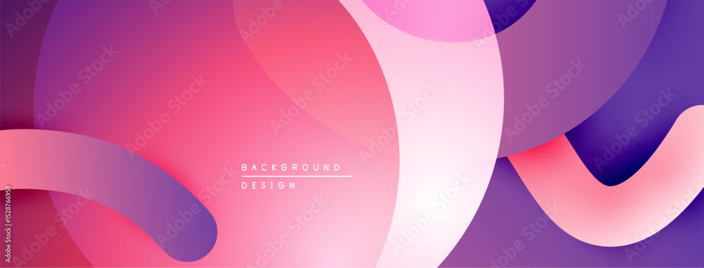 Poster Abstract fluid shapes, vibrant pinks, purples create modern background. Smooth gradients, dynamic composition.