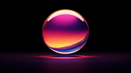 A levitating 3D futuristic sphere with fiery gradient color
