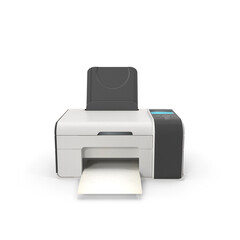 Modern Inkjet Printer with Paper Output Isolated on Transparent Background