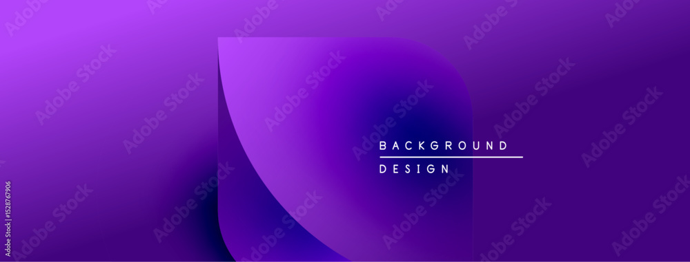 Fototapete Abstract purple gradient design. Smooth curves create dynamic visual effect. Minimalist style with text elements present. Modern aesthetic.