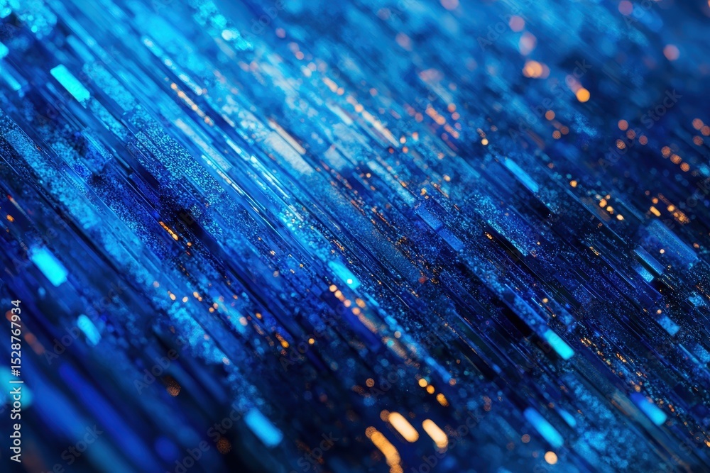 Poster Dynamic blue diagonal lines represent a flowing data stream in an abstract digital landscape, blue diagonal lines data stream