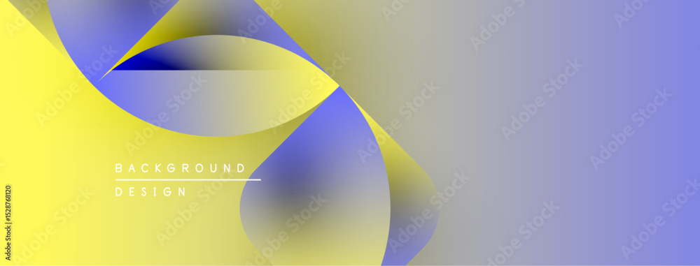 Fototapete Abstract background features flowing shapes, yellow, blue gradients. Modern design elements create dynamic visual effect.