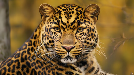 Fototapeta premium Closeup Portrait Of A Leopard In Nature