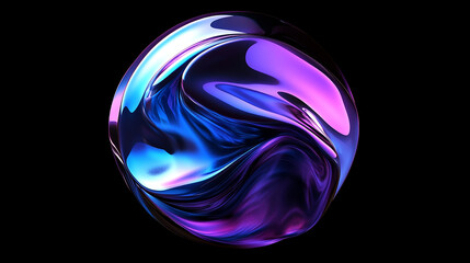 A 3D futuristic sphere with enchanting gradient hues on black background