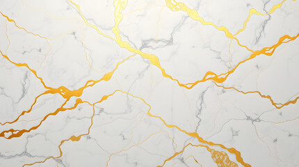 Elegant White Marble Texture with Golden Veins High-Resolution Background Image