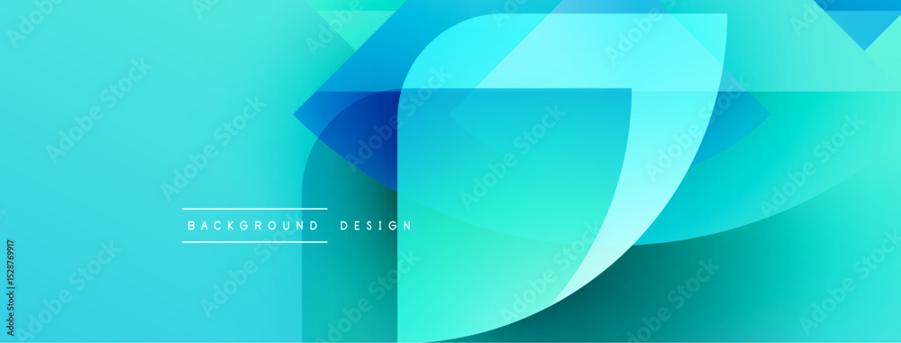 Poster Abstract turquoise background. Smooth gradients create flowing shapes, modern design elements. Text reads background design.