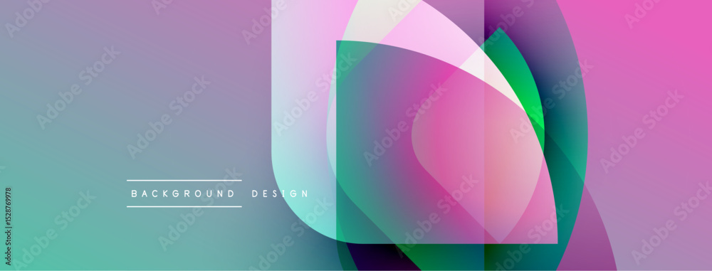 Poster Abstract colorful shapes overlap, creating vibrant gradient effect. Modern design suitable for backgrounds, presentations.