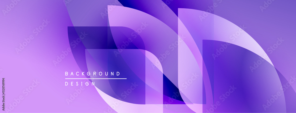 Poster Abstract purple background. Overlapping shapes create dynamic, modern visual effect. Smooth gradients, flowing lines present elegant design.
