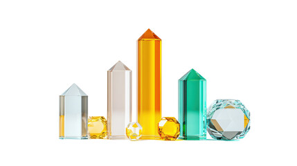 Colorful Geometric Crystals and Gemstones Display for Decorative or Abstract Art Purposes