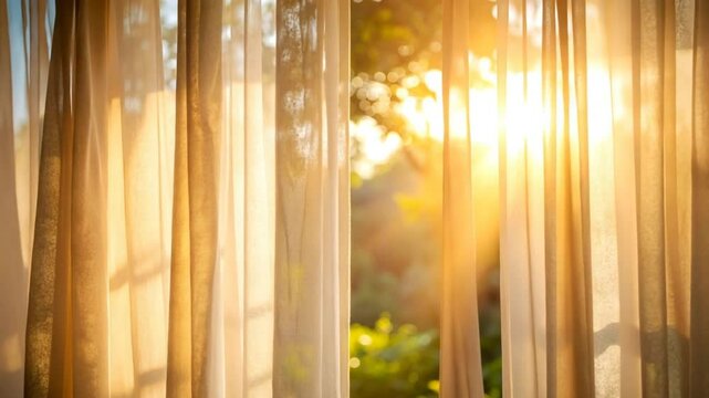 Sunlight through sheer curtains