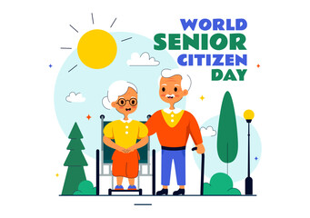 World Senior Citizen Day Vector Illustration on August 21st Celebrating and Honoring the Contributions of Older People with a Flat Style Background