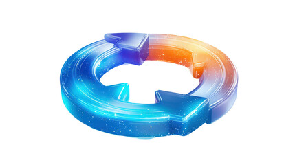 Futuristic Blue and Orange Circular Arrows Icon Representing Digital Transformation and Recycling Concepts