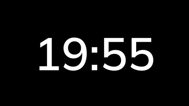Countdown timer from 20 minute to 19 minute on black background