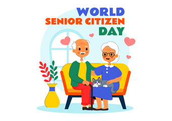 World Senior Citizen Day Vector Illustration on August 21st Celebrating and Honoring the Contributions of Older People with a Flat Style Background