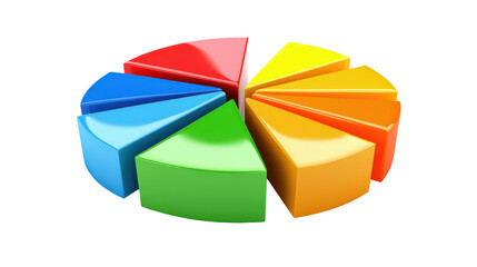 Colorful Pie Chart Segments Representing Various Data Points for Business and Financial Presentations
