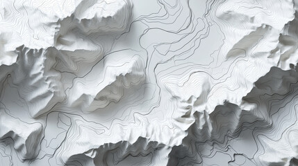 Abstract flowing black lines on white background creating a topographic, wave-like structure.
