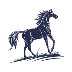 silhouette horse on white background