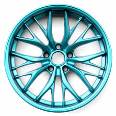 Obraz premium Stylish turquoise alloy wheel showcasing modern design and exceptional craftsmanship for automotive enthusiasts.