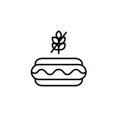 Hotdog, fast food and takeaway. Gluten free symbol. Dietary restrictions, food labelling. Pixel perfect, editable stroke vector icon