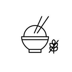 Rice bowl and gluten free symbol. Dietary restrictions, food labelling. Pixel perfect, editable stroke vector icon