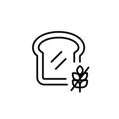 Slice of bread and gluten free symbol. Dietary restrictions, food labelling. Pixel perfect, editable stroke vector icon