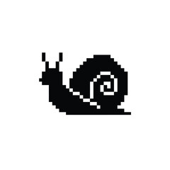 Pixel art snail black and white design © dipu