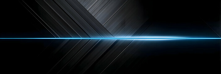 Obraz premium Abstract design featuring sleek lines and vibrant blue light against a dark background for modern aesthetics.