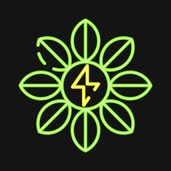 Icon power of nature. Renewable energy elements. Icon in neon style.