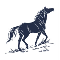silhouette horse on white background