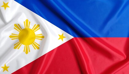 Philippine Flag on wrinkled fabric with representing national pride  independence.
