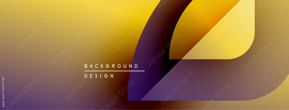 Poster abstract gradient background. purple, yellow hues blend smoothly. minimalist design features text el