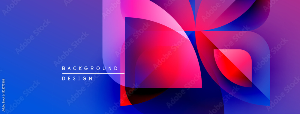 Poster abstract vibrant background. blue, pink, red gradients create dynamic shapes. modern design elements