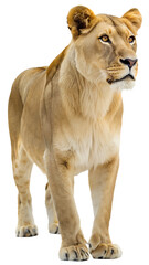 Obraz premium Female Lioness Isolated on Transparent Background, Standing