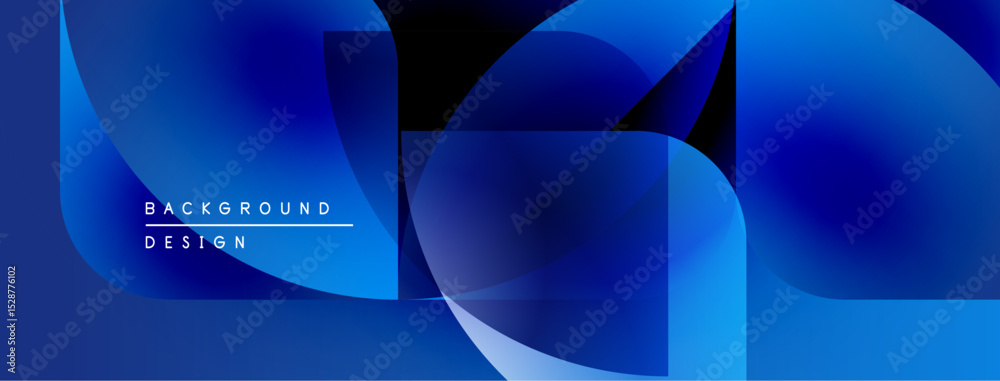 Aufkleber Abstract blue shapes overlap, creating dynamic background. Modern design features gradients, smooth transitions. Minimalist aesthetic.