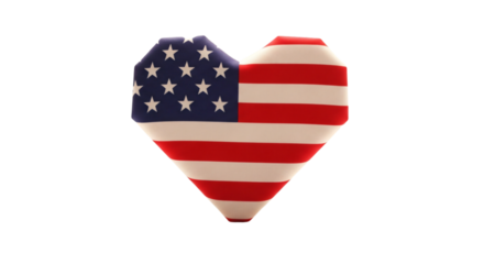 Patriotic American flag heart symbol, perfect for Independence Day, Veterans Day, and Memorial Day celebrations, fostering national unity and love for the USA.