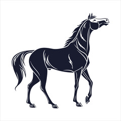 silhouette horse on white background