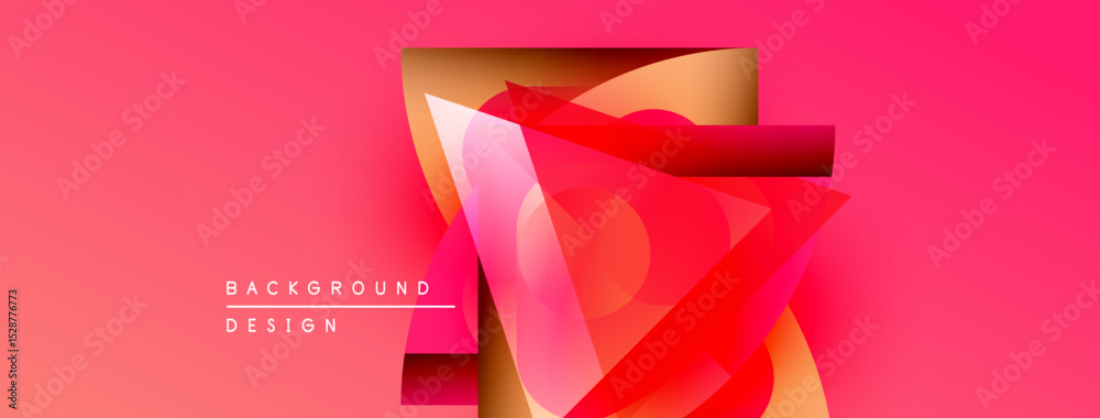 Aufkleber Abstract geometric shapes overlap, creating vibrant red, orange gradients. Background features smooth transitions, modern design elements.