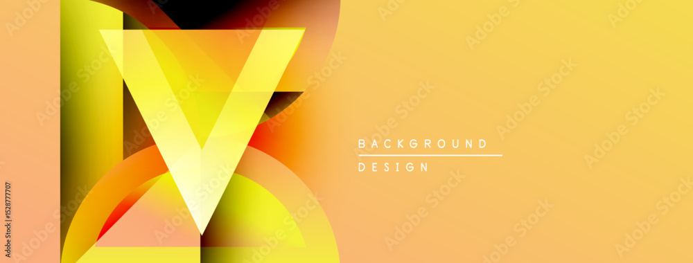 Aufkleber Abstract design features vibrant yellow, orange gradients. Geometric shapes create dynamic visual impact. Modern background suitable for various projects.