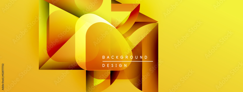 Aufkleber Abstract geometric shapes, vibrant yellow gradients, modern design elements. Text reads background design. Minimalist composition, dynamic visual impact.